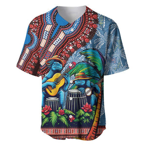 Afro-Caribbean Baseball Jersey African Dashiki Style with Caribbean Music with Blue Iguanas - African Pride
