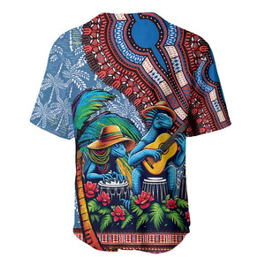 Afro-Caribbean Baseball Jersey African Dashiki Style with Caribbean Music with Blue Iguanas - African Pride