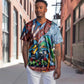 Afro-Caribbean Baseball Jersey African Dashiki Style with Caribbean Music with Blue Iguanas - African Pride