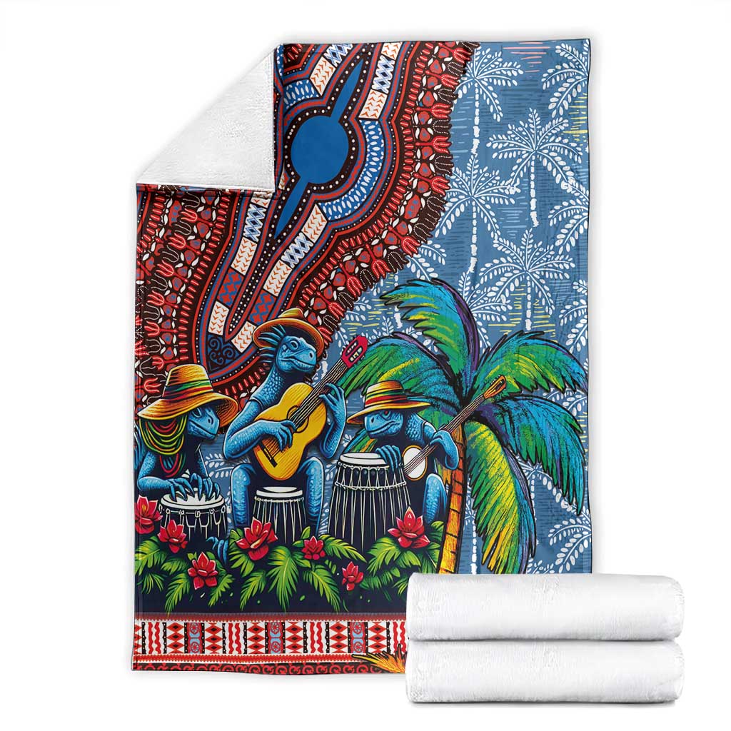 Afro-Caribbean Blanket African Dashiki Style with Caribbean Music with Blue Iguanas - African Pride