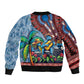 Afro-Caribbean Bomber Jacket African Dashiki Style with Caribbean Music with Blue Iguanas - African Pride