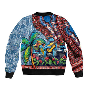 Afro-Caribbean Bomber Jacket African Dashiki Style with Caribbean Music with Blue Iguanas - African Pride