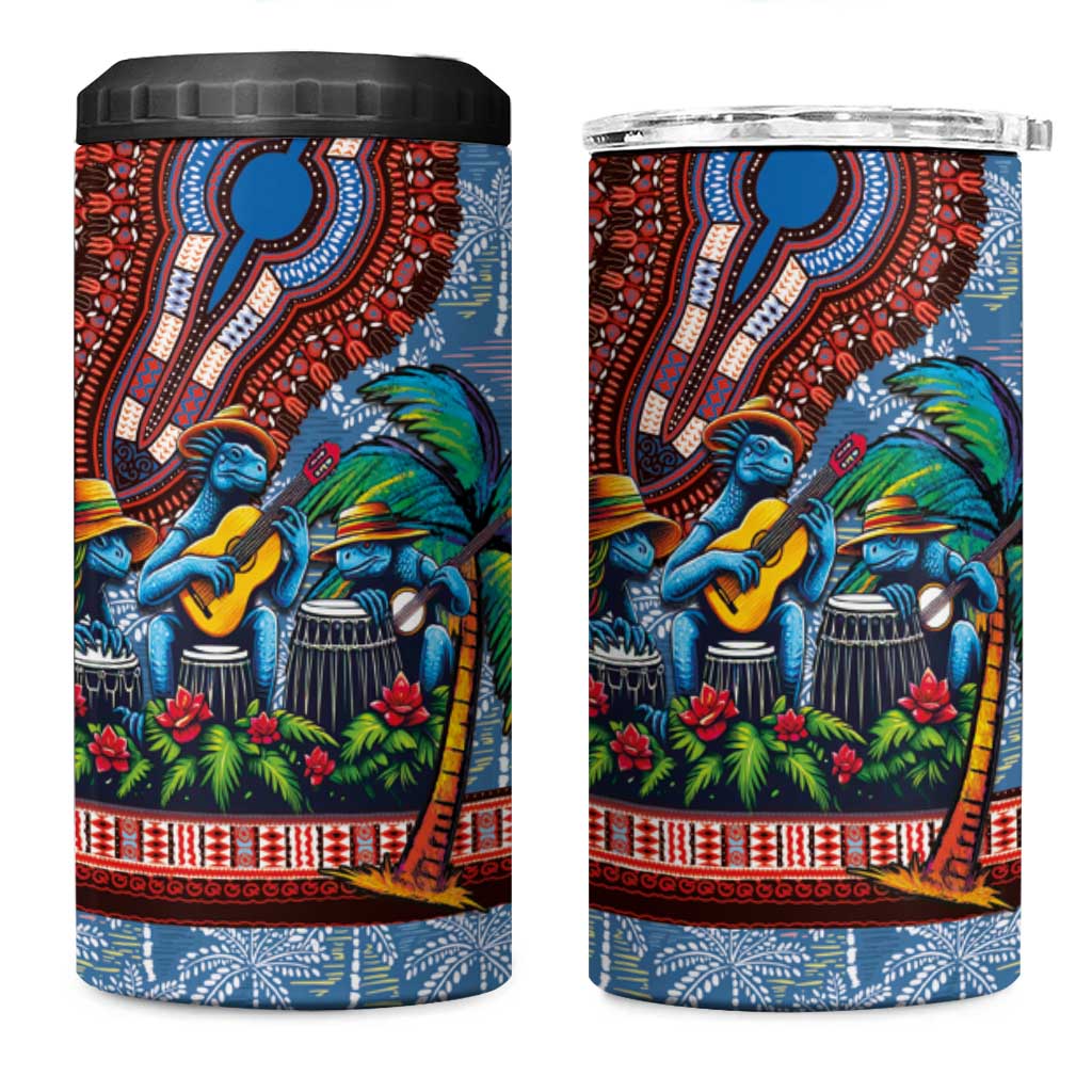 Afro-Caribbean 4 in 1 Can Cooler Tumbler African Dashiki Style with Caribbean Music with Blue Iguanas - African Pride