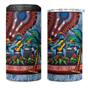 Afro-Caribbean 4 in 1 Can Cooler Tumbler African Dashiki Style with Caribbean Music with Blue Iguanas - African Pride