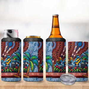 Afro-Caribbean 4 in 1 Can Cooler Tumbler African Dashiki Style with Caribbean Music with Blue Iguanas - African Pride