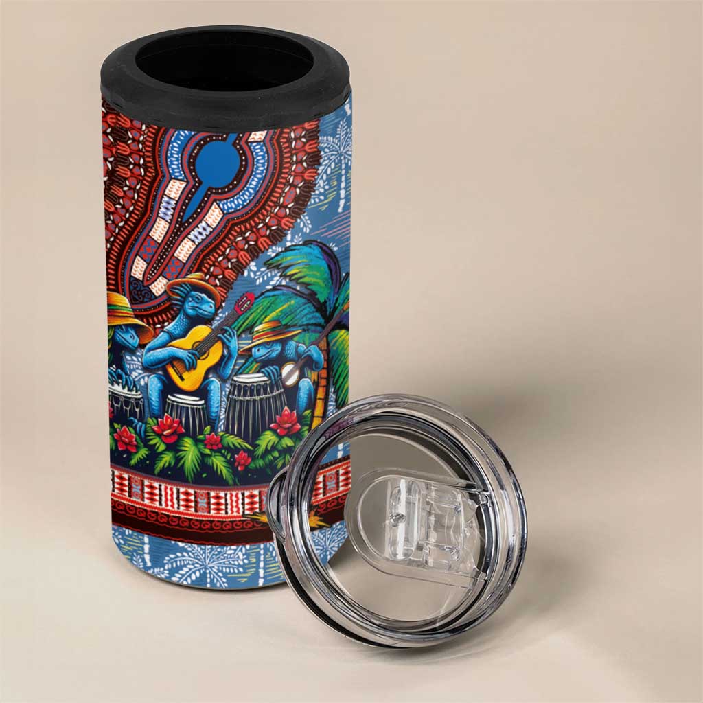Afro-Caribbean 4 in 1 Can Cooler Tumbler African Dashiki Style with Caribbean Music with Blue Iguanas - African Pride