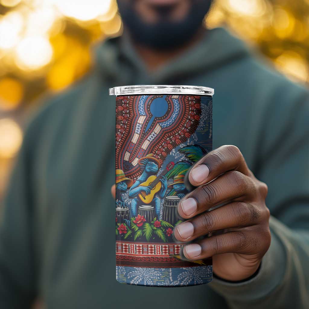 Afro-Caribbean 4 in 1 Can Cooler Tumbler African Dashiki Style with Caribbean Music with Blue Iguanas - African Pride