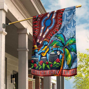 Afro-Caribbean Garden Flag African Dashiki Style with Caribbean Music with Blue Iguanas - African Pride