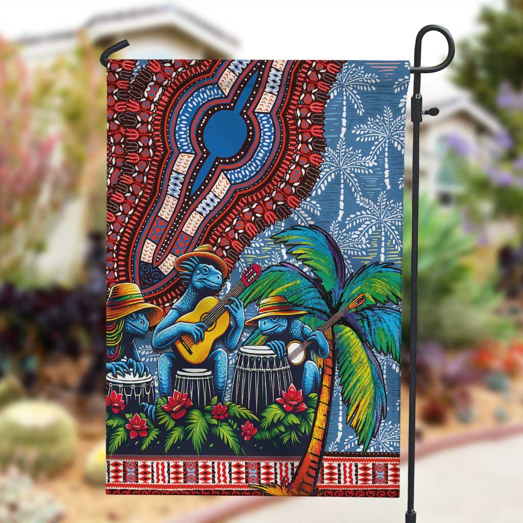Afro-Caribbean Garden Flag African Dashiki Style with Caribbean Music with Blue Iguanas - African Pride