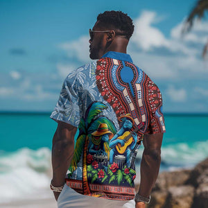 Afro-Caribbean Hawaiian Shirt African Dashiki Style with Caribbean Music with Blue Iguanas - African Pride
