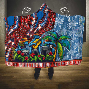 Afro-Caribbean Hooded Blanket African Dashiki Style with Caribbean Music with Blue Iguanas - African Pride