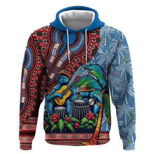Afro-Caribbean Hoodie African Dashiki Style with Caribbean Music with Blue Iguanas - African Pride