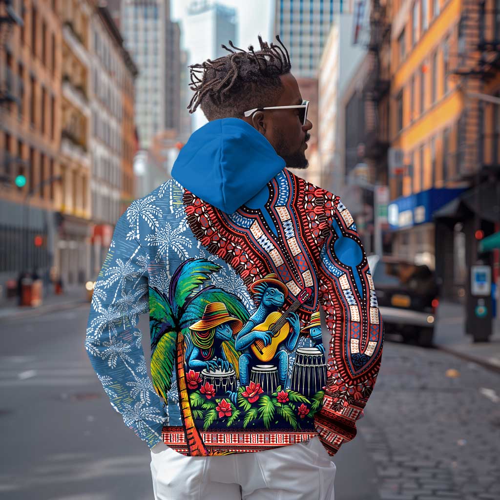 Afro-Caribbean Hoodie African Dashiki Style with Caribbean Music with Blue Iguanas - African Pride