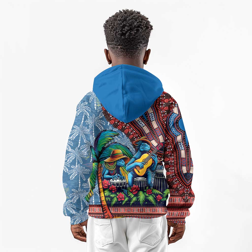 Afro-Caribbean Kid Hoodie African Dashiki Style with Caribbean Music with Blue Iguanas - African Pride