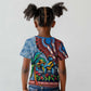 Afro-Caribbean Kid T shirt African Dashiki Style with Caribbean Music with Blue Iguanas - African Pride