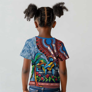 Afro-Caribbean Kid T shirt African Dashiki Style with Caribbean Music with Blue Iguanas - African Pride
