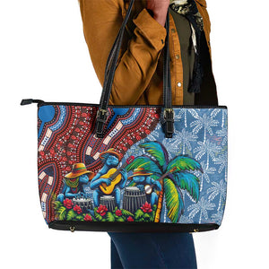 Afro-Caribbean Leather Tote Bag African Dashiki Style with Caribbean Music with Blue Iguanas - African Pride