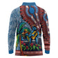 Afro-Caribbean Long Sleeve Polo Shirt African Dashiki Style with Caribbean Music with Blue Iguanas - African Pride