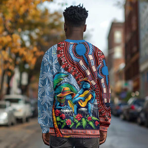Afro-Caribbean Long Sleeve Shirt African Dashiki Style with Caribbean Music with Blue Iguanas - African Pride