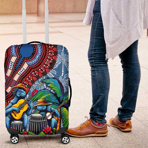 Afro-Caribbean Luggage Cover African Dashiki Style with Caribbean Music with Blue Iguanas - African Pride