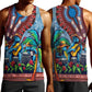 Afro-Caribbean Men Tank Top African Dashiki Style with Caribbean Music with Blue Iguanas - African Pride