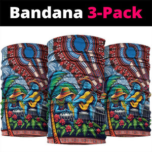 Afro-Caribbean Neck Gaiter African Dashiki Style with Caribbean Music with Blue Iguanas - African Pride
