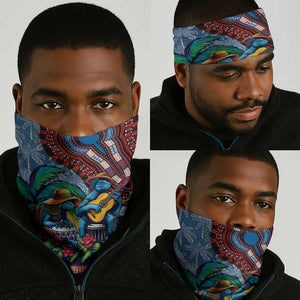 Afro-Caribbean Neck Gaiter African Dashiki Style with Caribbean Music with Blue Iguanas - African Pride