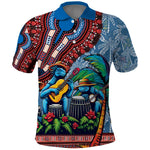 Afro-Caribbean Polo Shirt African Dashiki Style with Caribbean Music with Blue Iguanas - African Pride