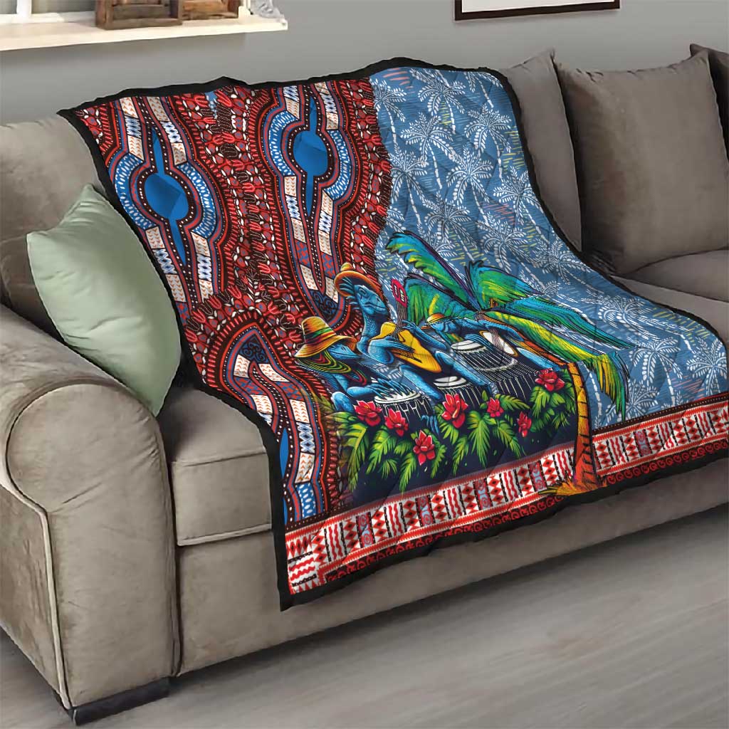 Afro-Caribbean Quilt African Dashiki Style with Caribbean Music with Blue Iguanas - African Pride