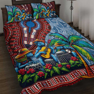 Afro-Caribbean Quilt Bed Set African Dashiki Style with Caribbean Music with Blue Iguanas - African Pride