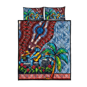 Afro-Caribbean Quilt Bed Set African Dashiki Style with Caribbean Music with Blue Iguanas - African Pride