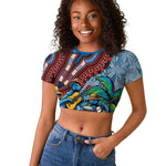 Afro-Caribbean Raglan Cropped T shirt African Dashiki Style with Caribbean Music with Blue Iguanas - African Pride