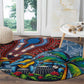 Afro-Caribbean Round Carpet African Dashiki Style with Caribbean Music with Blue Iguanas - African Pride