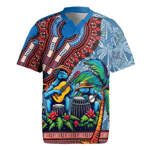 Afro-Caribbean Rugby Jersey African Dashiki Style with Caribbean Music with Blue Iguanas - African Pride