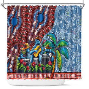 Afro-Caribbean Shower Curtain African Dashiki Style with Caribbean Music with Blue Iguanas - African Pride