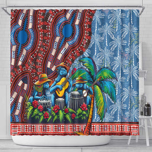 Afro-Caribbean Shower Curtain African Dashiki Style with Caribbean Music with Blue Iguanas - African Pride