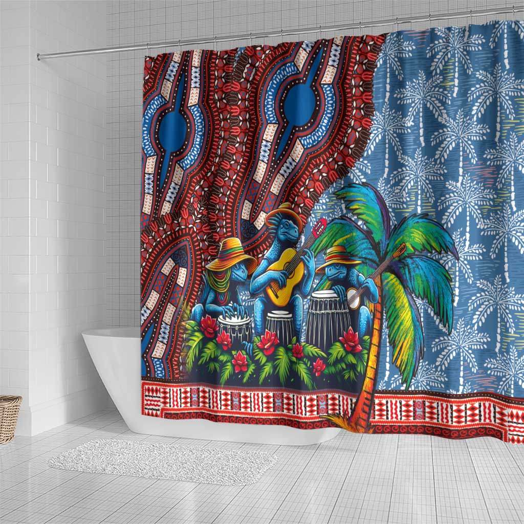 Afro-Caribbean Shower Curtain African Dashiki Style with Caribbean Music with Blue Iguanas - African Pride