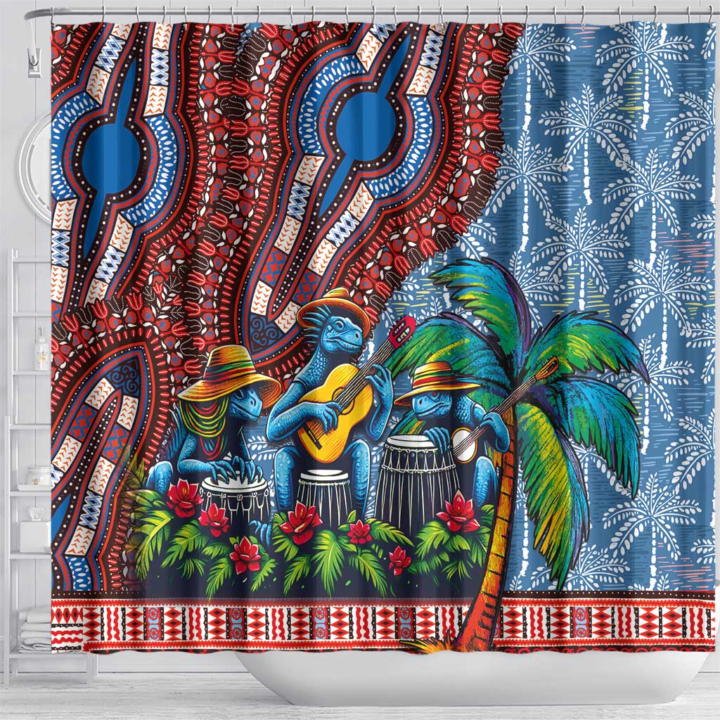 Afro-Caribbean Shower Curtain African Dashiki Style with Caribbean Music with Blue Iguanas - African Pride
