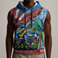 Afro-Caribbean Sleeveless Hoodie African Dashiki Style with Caribbean Music with Blue Iguanas - African Pride