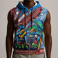 Afro-Caribbean Sleeveless Zip Hoodie African Dashiki Style with Caribbean Music with Blue Iguanas - African Pride