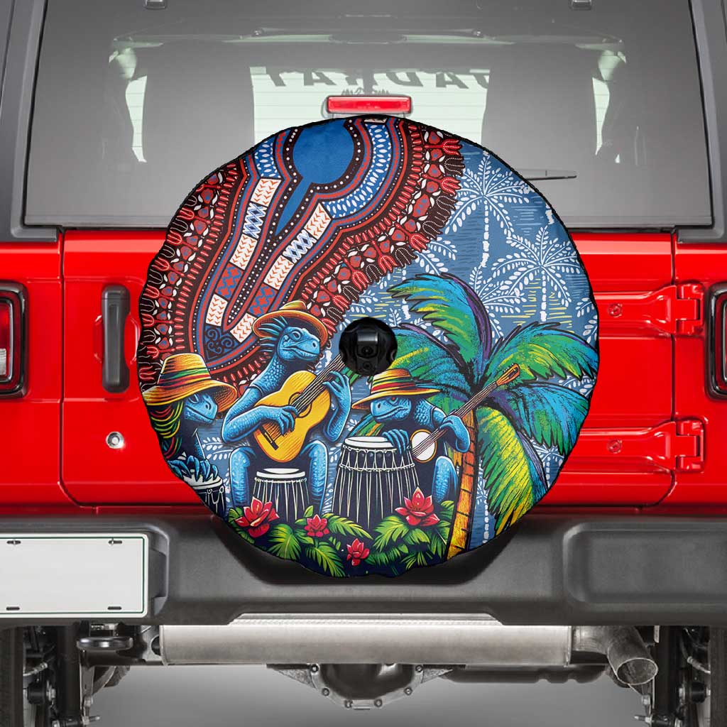 Afro-Caribbean Spare Tire Cover African Dashiki Style with Caribbean Music with Blue Iguanas - African Pride