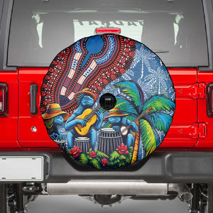 Afro-Caribbean Spare Tire Cover African Dashiki Style with Caribbean Music with Blue Iguanas - African Pride