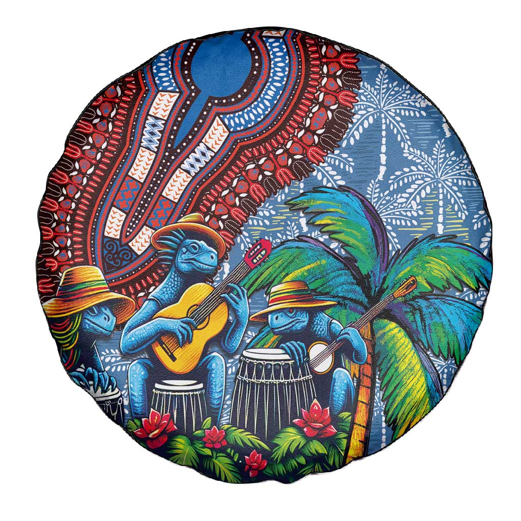 Afro-Caribbean Spare Tire Cover African Dashiki Style with Caribbean Music with Blue Iguanas - African Pride