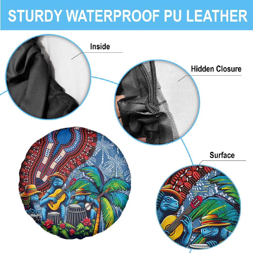 Afro-Caribbean Spare Tire Cover African Dashiki Style with Caribbean Music with Blue Iguanas - African Pride