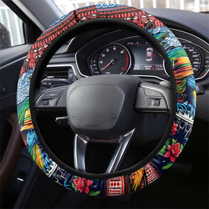 Afro-Caribbean Steering Wheel Cover African Dashiki Style with Caribbean Music with Blue Iguanas - African Pride