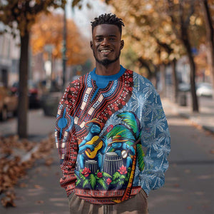 Afro-Caribbean Sweatshirt African Dashiki Style with Caribbean Music with Blue Iguanas - African Pride