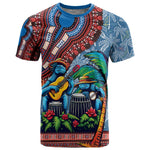 Afro-Caribbean T shirt African Dashiki Style with Caribbean Music with Blue Iguanas - African Pride
