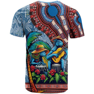 Afro-Caribbean T shirt African Dashiki Style with Caribbean Music with Blue Iguanas - African Pride