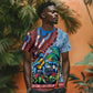 Afro-Caribbean T shirt African Dashiki Style with Caribbean Music with Blue Iguanas - African Pride