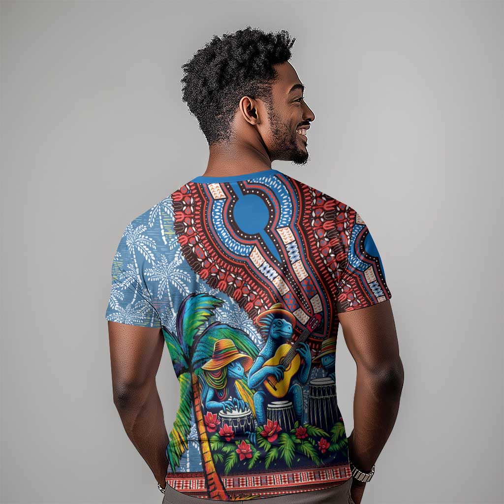 Afro-Caribbean T shirt African Dashiki Style with Caribbean Music with Blue Iguanas - African Pride